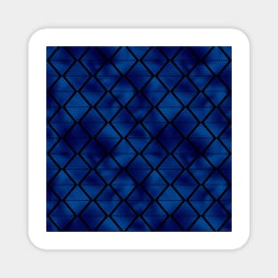 Lined Diamonds in Black and Classic Blue Vintage Faux Foil Art Deco Vintage Foil Pattern Magnet