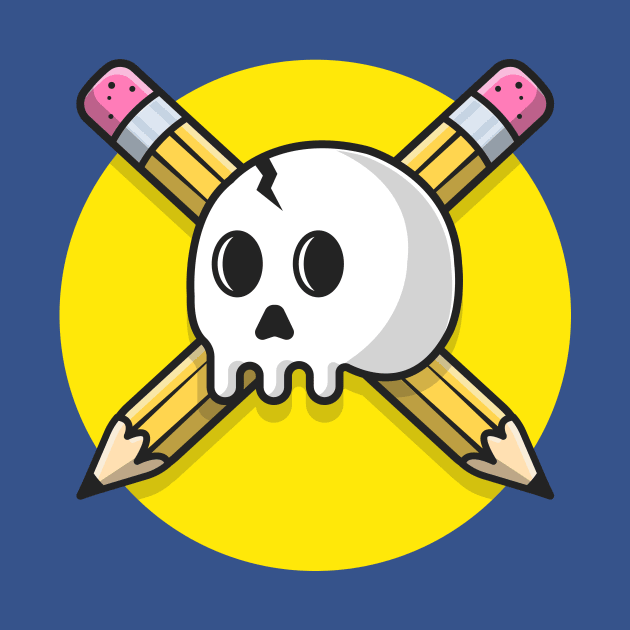 Skull And Cross Pencil Cartoon Vector Icon Illustration by Catalyst Labs