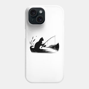 Feline Nature Lover Fishing Kitten Silhouette Cat Phone Case