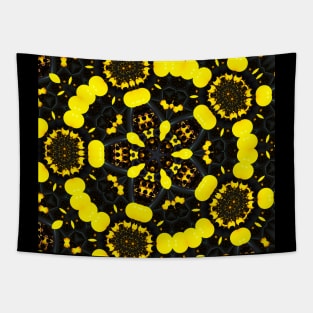 Yellow star print, kaleidoscope design Tapestry