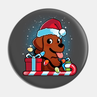 Chocolate Brown Labrador Dog Christmas Pin