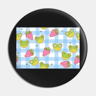 Cottagecore Froggies on Blue Gingham Pin