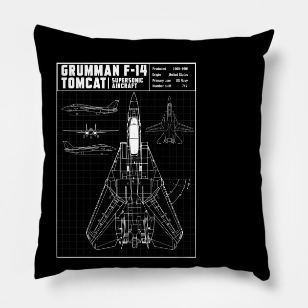 F-14 TOMCAT DIAGRAM Pillow by theanomalius_merch