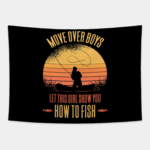 Funny Fishing Design for Girls and Women Tapestry by Aajos