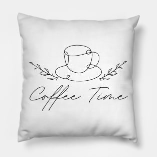 Coffee Time Line Art Pillow