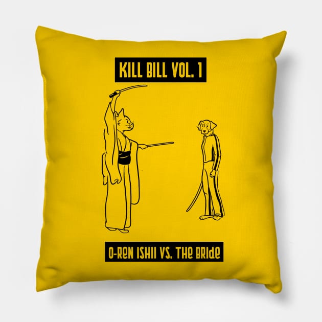 Kill Bill Cat vs. Dog Pillow by LiunaticFringe