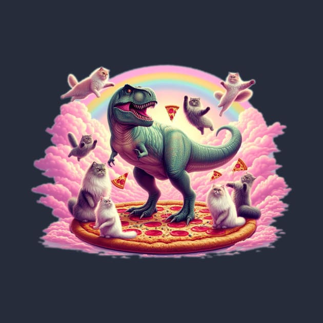 Dino Pizza Cat Chaos by liminalcandy