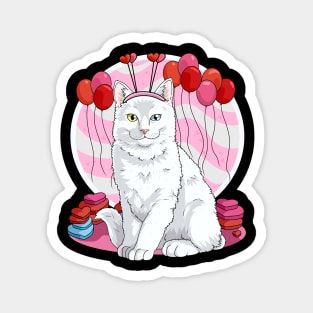 Turkish Angora Valentines Day Heart Cat Love Magnet