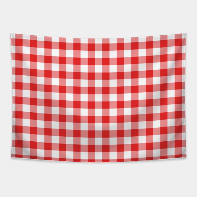 Red Gingham Pattern Tapestry by Ayoub14