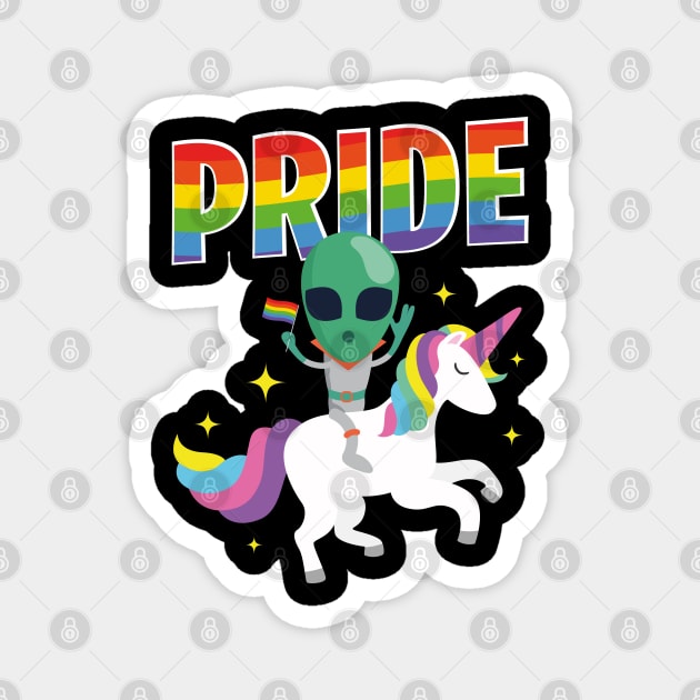 LGBT Gay Lesbian Pride Flag Funny Alien Unicorn Pride Parade Magnet by BrightGift