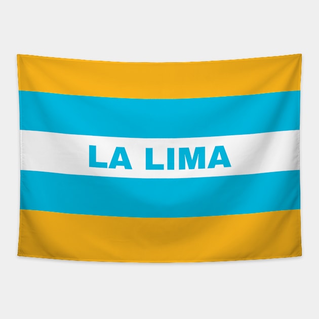 La Lima City in Honduras Flag Colors Tapestry by aybe7elf