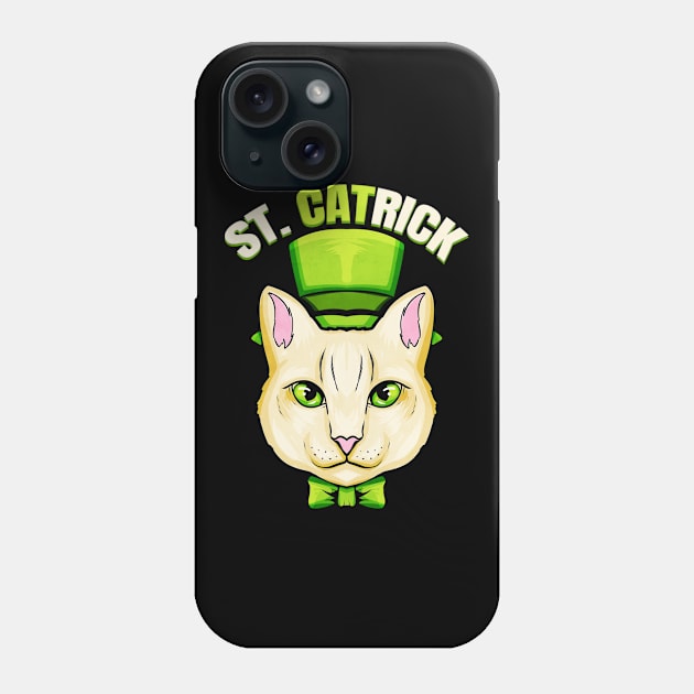 Cat With Green Loop And Cylinder Hat St Catrick Patricks Day Phone Case by SinBle