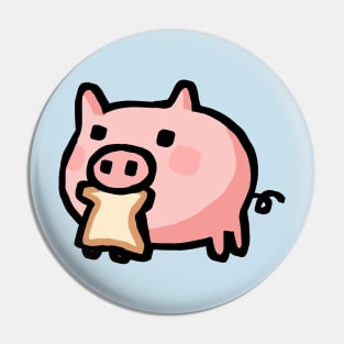 Cute Piggy Cartoon Eating Bread Pin