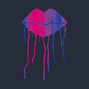 Bisexual Pride Dripping Watercolor Lips T-Shirt