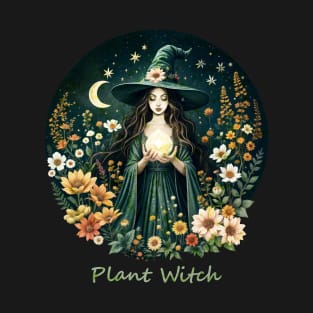 Plant Witch Aesthetic, Botanical Magic & Wiccan Soul nature witch, herbalism, wicca, pagan, crystals, moon phases, earth magic T-Shirt