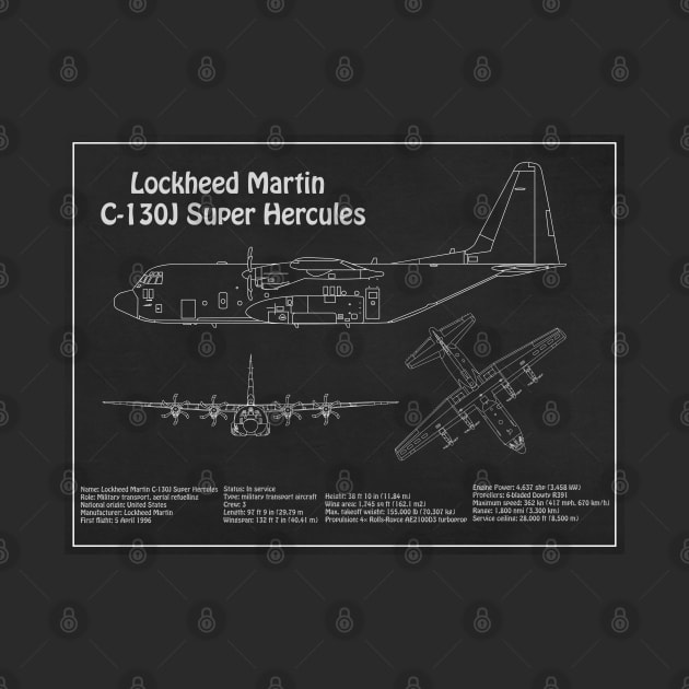 C-130 Hercules - Airplane Blueprint -  PD by SPJE Illustration Photography
