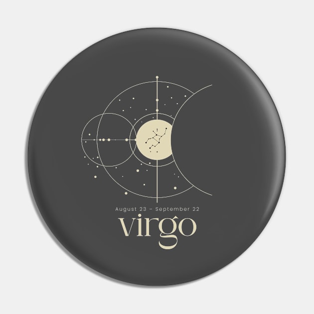 Aesthetic Virgo Zodiac Sign Minimalist Pin by Vermint Studio