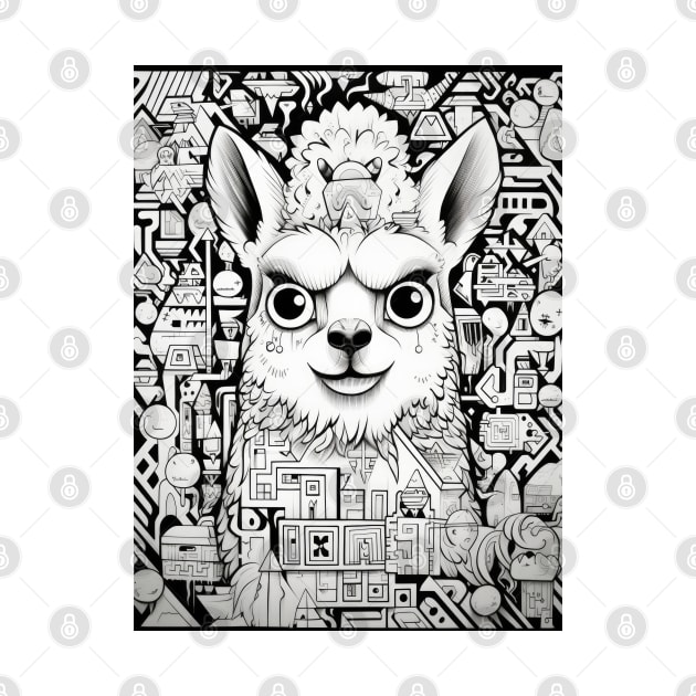 Cartoon Alpaca Graffiti #1 by Chromatic Fusion Studio