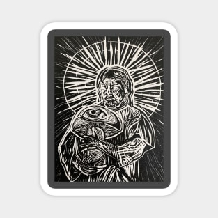 Black and White Jesus Magnet