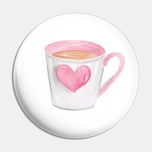 Cup of coffee with pink heart Pin