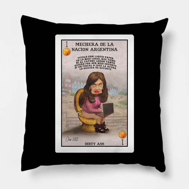 Argentinian Former President Parody Playcard Pillow by Henry Drae