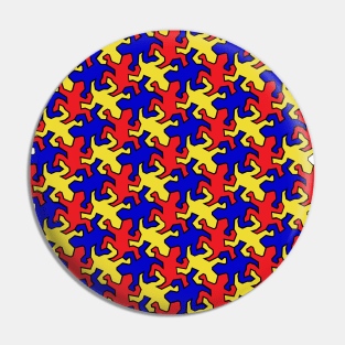 Escher Reptiles Primary Colors Pin