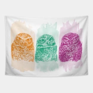 Three angy owlets Tapestry