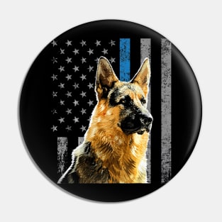 Thin Blue Line Flag K9 Shirt German Shepherd Police Dog Gift Pin