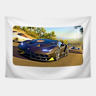 Centenario Race Cartoon Drawing Action Print Tapestry