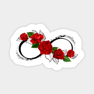 Infinity Symbol with Red Roses Magnet