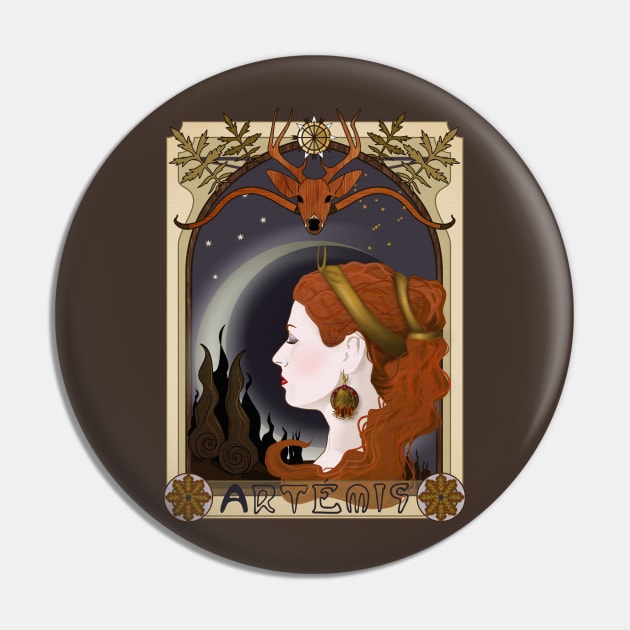 Artemis art nouveau Pin by Pendientera