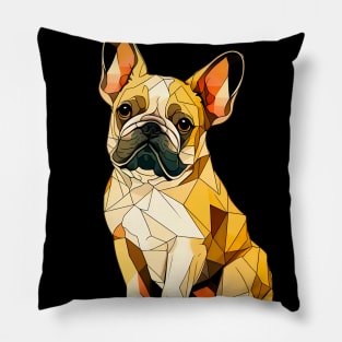 Geometric French Bulldog No. 1: Dark Background (on a no fill background) Pillow