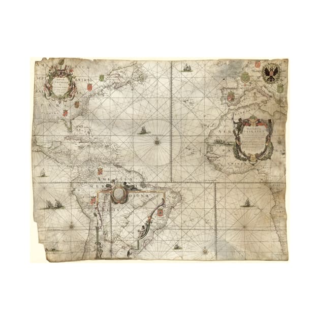 Map of the Atlantic coasts, 1660 (C029/1143) by SciencePhoto