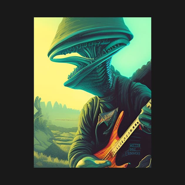 Alien with Guitar 2 by GrafDot