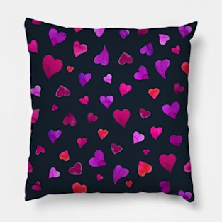 Valentine's  Day hearts - purple and viva magenta Pillow