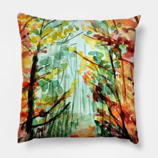 Fall in the forest watercolor pattern Pillow