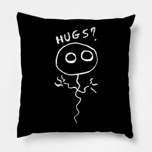 Pallolo – the ghost balloon – Hugs? (white on black) Pillow