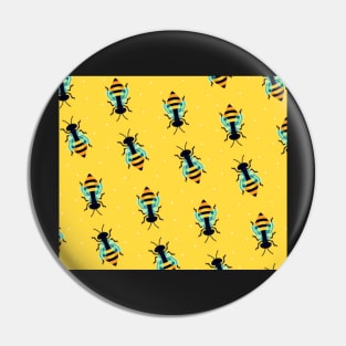 Cute Honeybee Yellow Aqua Bee Pattern Nature Lover Throw Pillow Mug Gifts Pin