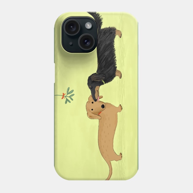 Dachshund Mistletoe Kiss | Cute Wiener Dogs Christmas Holiday Phone Case by Coffee Squirrel