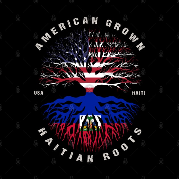 American Grown Haitian Roots Haiti Flag by heart teeshirt