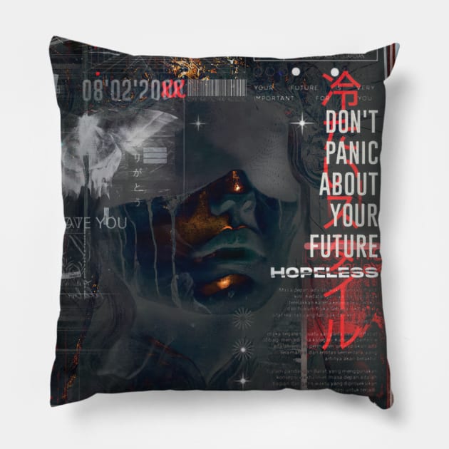 Don't panic about yor future Pillow by Helgar