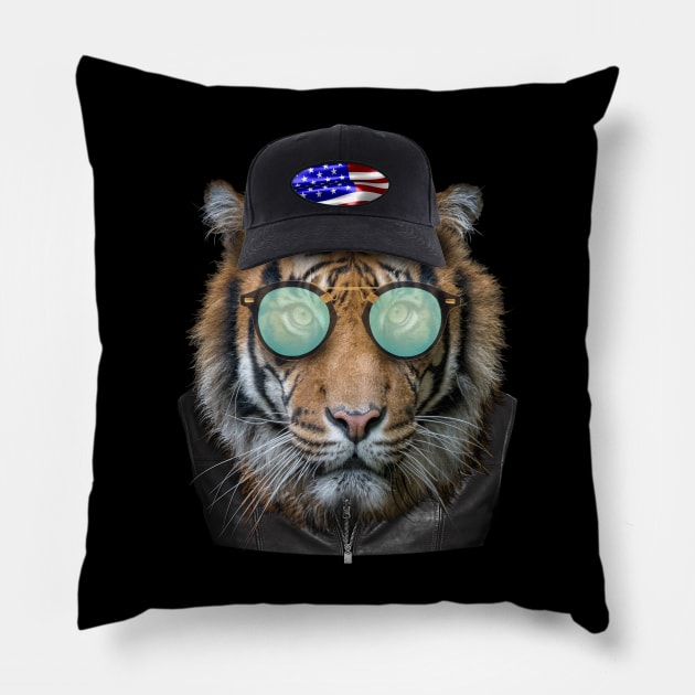 Dressed up Bengal Tiger Pillow by Nadine8May