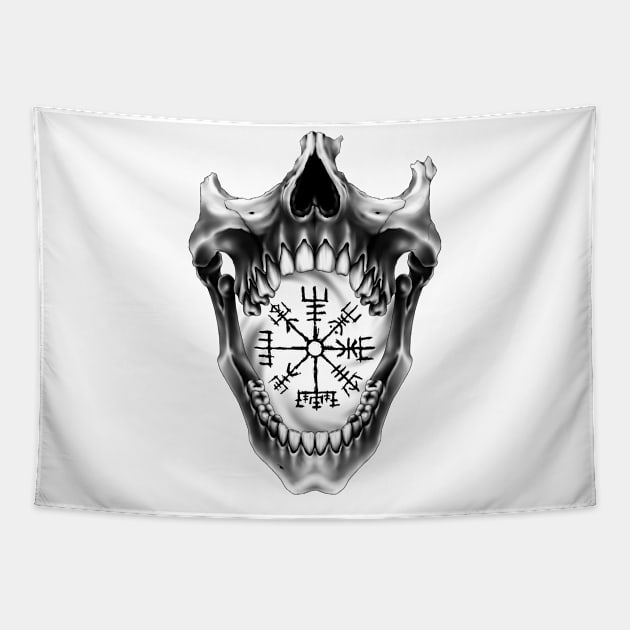 Nordic skull with vegvisir Tapestry by Smurnov