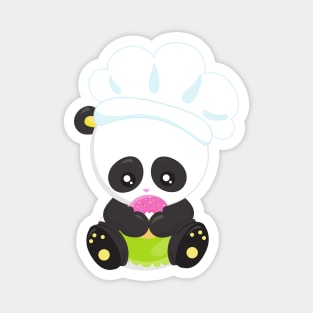 Cooking Panda, Baking Panda, Panda With Donut Magnet