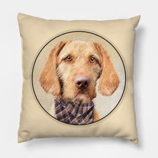 Wirehaired Vizsla Painting - Cute Original Dog Art Pillow