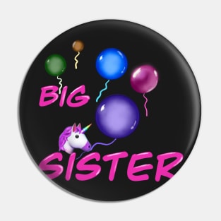 Big sister, cute way to announce a pregnancy, with a a unicorn and balloons, welcome a new baby Pin