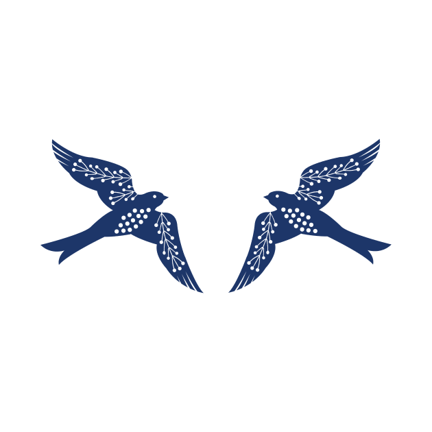 Folk Birds navy by Maggiemagoo Designs