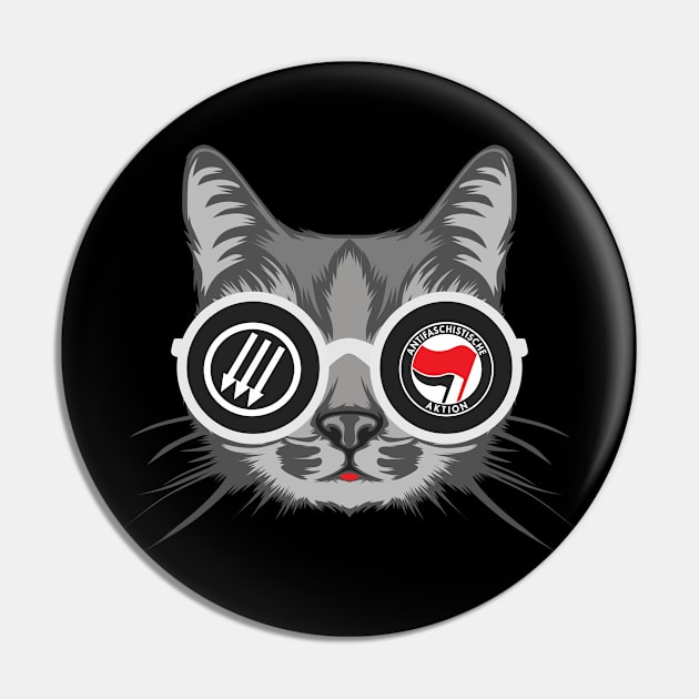 Anti-Fascist Cat Pin by sqwear