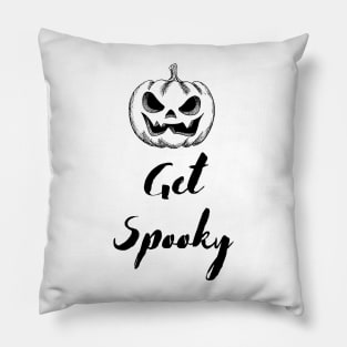 Get Spooky Pumpkin Black Print Pillow