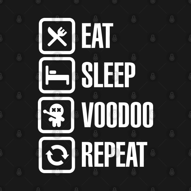 Eat sleep voodoo repeat black magic voodoo doll (white) by LaundryFactory